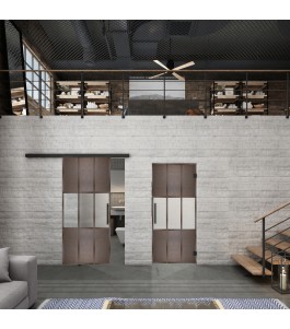 Glasschiebetür BLACK-LINE Loft Rosteisen Genietet 33 Blickdicht