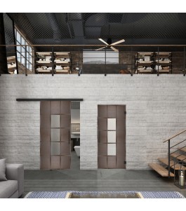 Glasschiebetür BLACK-LINE Loft Rosteisen Genietet 34 Blickdicht