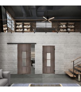 Glasschiebetür BLACK-LINE Loft Rosteisen Genietet 35 Blickdicht