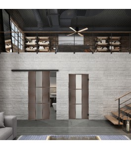 Glasschiebetür BLACK-LINE Loft Rosteisen Genietet 36 Blickdicht