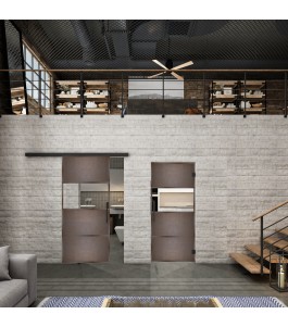Glasschiebetür BLACK-LINE Loft Rosteisen Genietet 26 Auf Klarglas