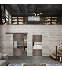 Glasschiebetür BLACK-LINE Loft Rosteisen Genietet 27 Auf Klarglas