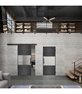 Glasschiebetür BLACK-LINE Loft Schwarzeisen Genietet 27 Blickdicht