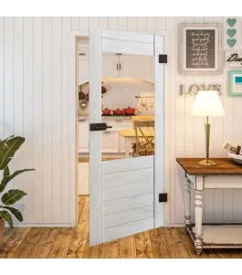 Ganzglastür - Country Weiss Rustikal Model 11