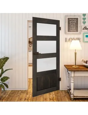 Ganzglastür - Country Schwarz gebeizt Model 36