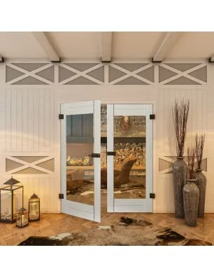 Ganzglastür - Country Weiss Rustikal Model 12