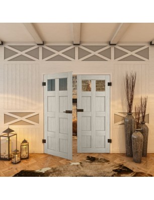 Ganzglastür - Country Weiss Rustikal Model 63