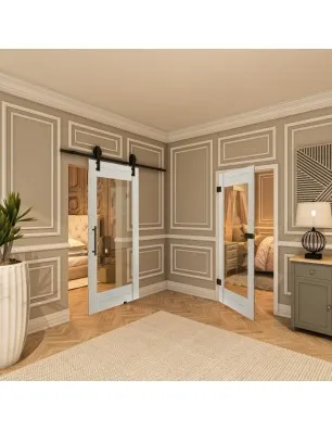 Ganzglastür - Country Weiss Rustikal Model 12