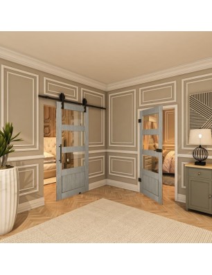 Ganzglastür - Country Graueiche Model 32 - modernes Zuhause