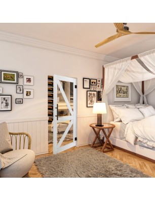 Pendeltür - Country Weiss Rustikal Model 41-modernes Zuhause