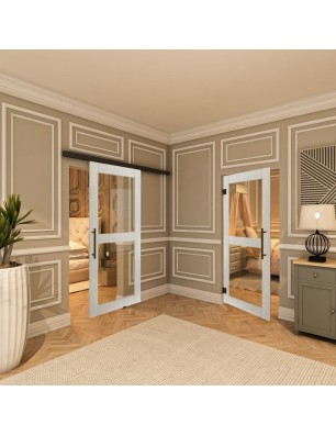 Pendeltür - Country Weiss Rustikal Model 21-modernes Zuhause