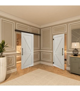 Pendeltür - Country Weiss Rustikal Model 40-modernes Zuhause