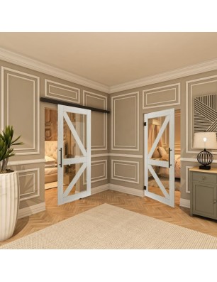 Pendeltür - Country Weiss Rustikal Model 41-modernes Zuhause