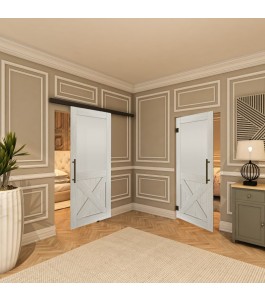 Pendeltür - Country Weiss Rustikal Model 54-modernes Zuhause