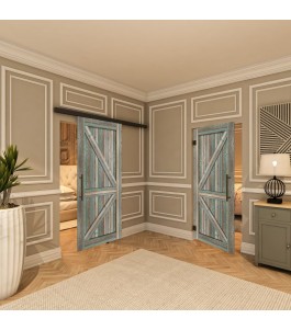 Pendeltür - Country Bunt geplankt Model 40-modernes Zuhause