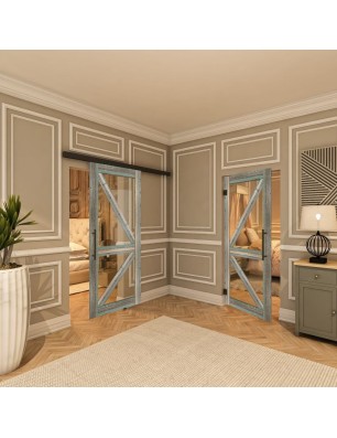 Pendeltür - Country Bunt geplankt Model 43-modernes Zuhause