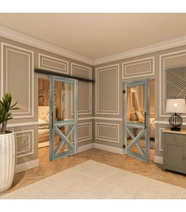 Pendeltür - Country Bunt geplankt Model 51-modernes Zuhause