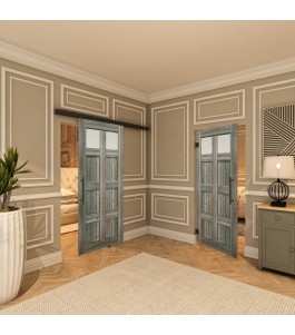 Pendeltür - Country Bunt geplankt Model 66-modernes Zuhause
