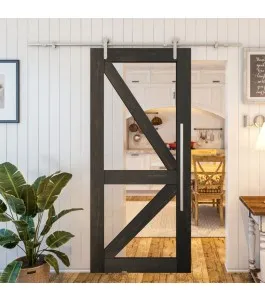 Glasschiebetür PIPE-LINE - Country Schwarz gebeizt Model 41