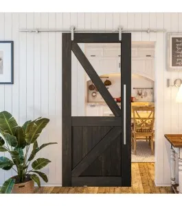 Glasschiebetür PIPE-LINE - Country Schwarz gebeizt Model 42