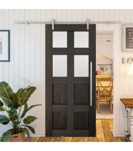 Glasschiebetür PIPE-LINE - Country Schwarz gebeizt Model 65