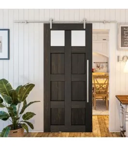 Glasschiebetür PIPE-LINE - Country Schwarz gebeizt Model 66