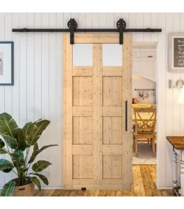 Glasschiebetür BARN-LINE - Country Astkiefer Model 66