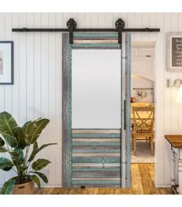 Glasschiebetür BARN-LINE - Country Bunt geplankt Model 14