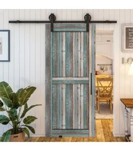 Glasschiebetür BARN-LINE - Country Bunt geplankt Model 20