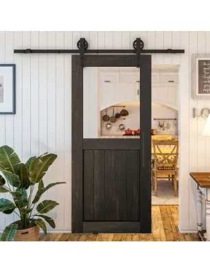 Glasschiebetür BARN-LINE - Country Schwarz gebeizt Model 21