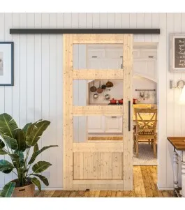 Glasschiebetür BLACK-LINE - Country Astkiefer Model 32