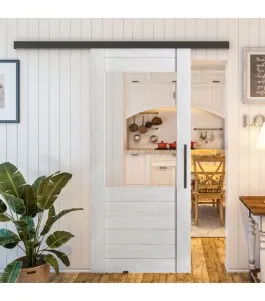 Glasschiebetür BLACK-LINE - Country Weiss Rustikal Model 11