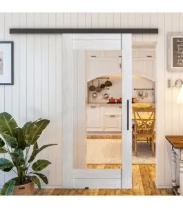 Glasschiebetür BLACK-LINE - Country Weiss Rustikal Model 12