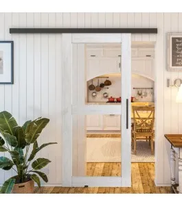 Glasschiebetür BLACK-LINE - Country Weiss Rustikal Model 21