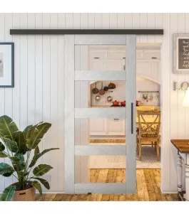 Glasschiebetür BLACK-LINE - Country Weiss Rustikal Model 31