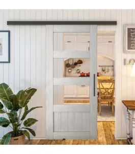 Glasschiebetür BLACK-LINE - Country Weiss Rustikal Model 32