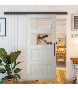 Glasschiebetür BLACK-LINE - Country Weiss Rustikal Model 33