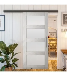 Glasschiebetür BLACK-LINE - Country Weiss Rustikal Model 35