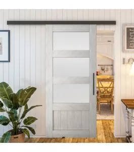 Glasschiebetür BLACK-LINE - Country Weiss Rustikal Model 36