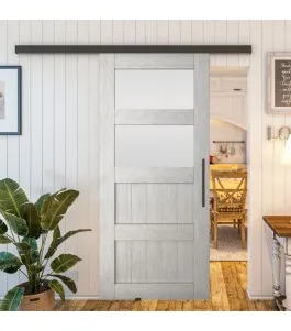 Glasschiebetür BLACK-LINE - Country Weiss Rustikal Model 37
