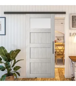 Glasschiebetür BLACK-LINE - Country Weiss Rustikal Model 38