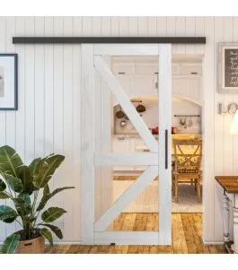 Glasschiebetür BLACK-LINE - Country Weiss Rustikal Model 41