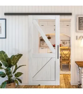Glasschiebetür BLACK-LINE - Country Weiss Rustikal Model 42