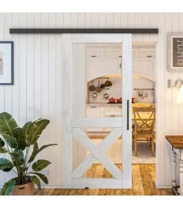 Glasschiebetür BLACK-LINE - Country Weiss Rustikal Model 51