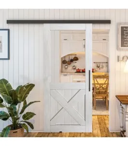 Glasschiebetür BLACK-LINE - Country Weiss Rustikal Model 52