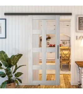 Glasschiebetür BLACK-LINE - Country Weiss Rustikal Model 61