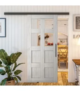 Glasschiebetür BLACK-LINE - Country Weiss Rustikal Model 62