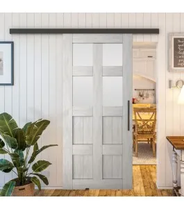 Glasschiebetür BLACK-LINE - Country Weiss Rustikal Model 65