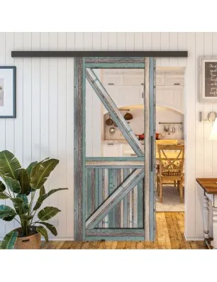 Glasschiebetür BLACK-LINE - Country Bunt geplankt Model 42