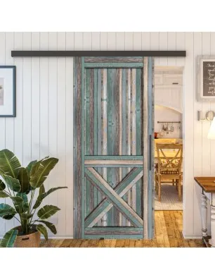 Glasschiebetür BLACK-LINE - Country Bunt geplankt Model 50